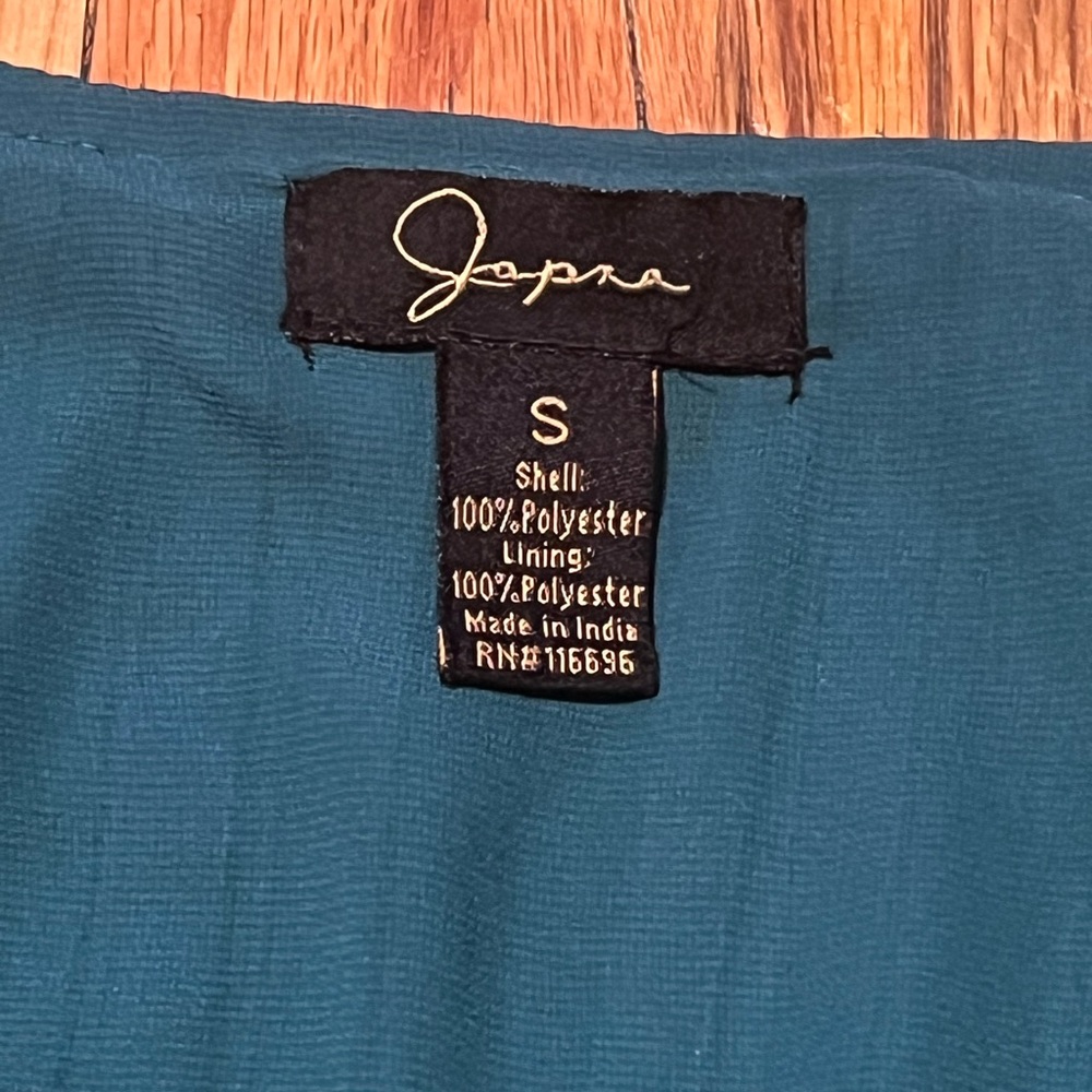 Jepna Size S Teal Pleated Wrap Blouse Tie Waist V Neck Top - Picture 4 of 6